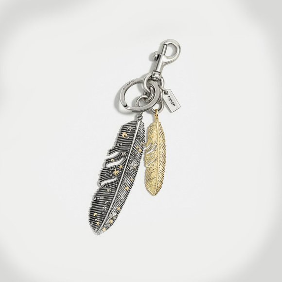 Coach MIXED FEATHERS CRYSTAL SILVER GOLD BAG CHARM
